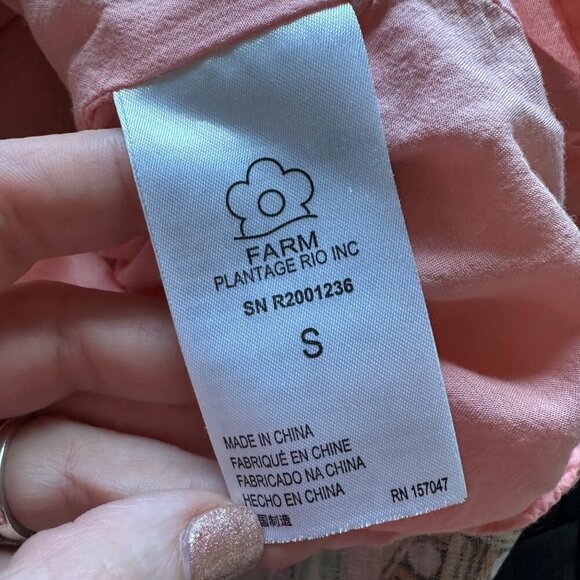 Farm Rio Mixed Fruits Mini Dress Womens Sz S Smocked Tropical Linen Blend Resort - Picture 9 of 12